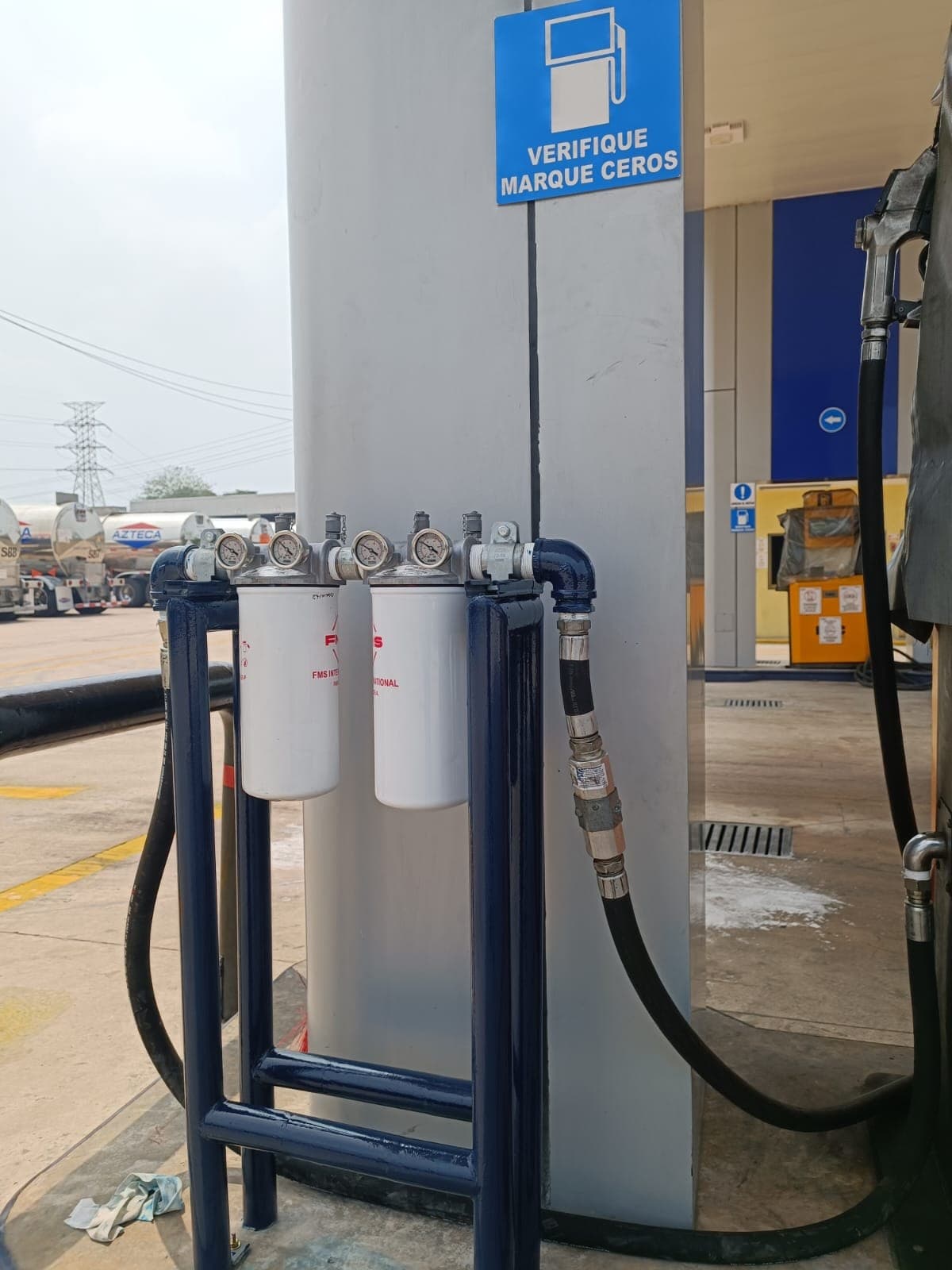 Filtros FMS International instalados en la estación de despacho de Transportes Azteca